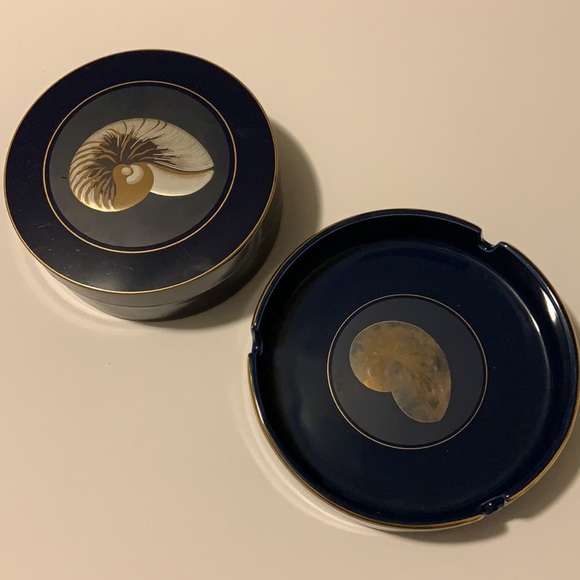 Otagiri Japan NAUTILUS Coaster Set & Ashtray AS IS - Picture 2 of 14